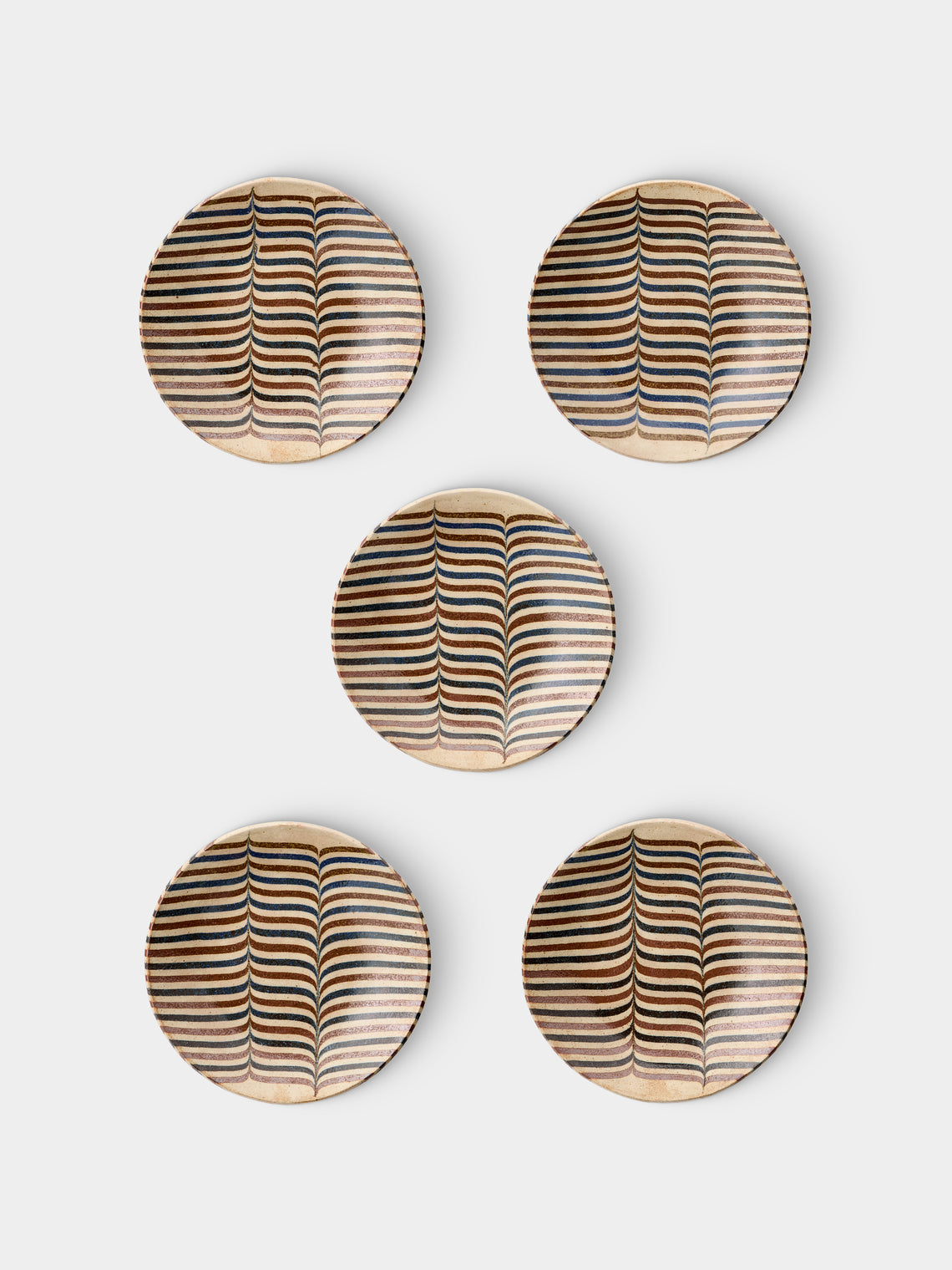 Makidani-gama - No. 3 Nerikomi Ceramic Plates – 8in/21cm (Set of 5) - Multiple - ABASK
