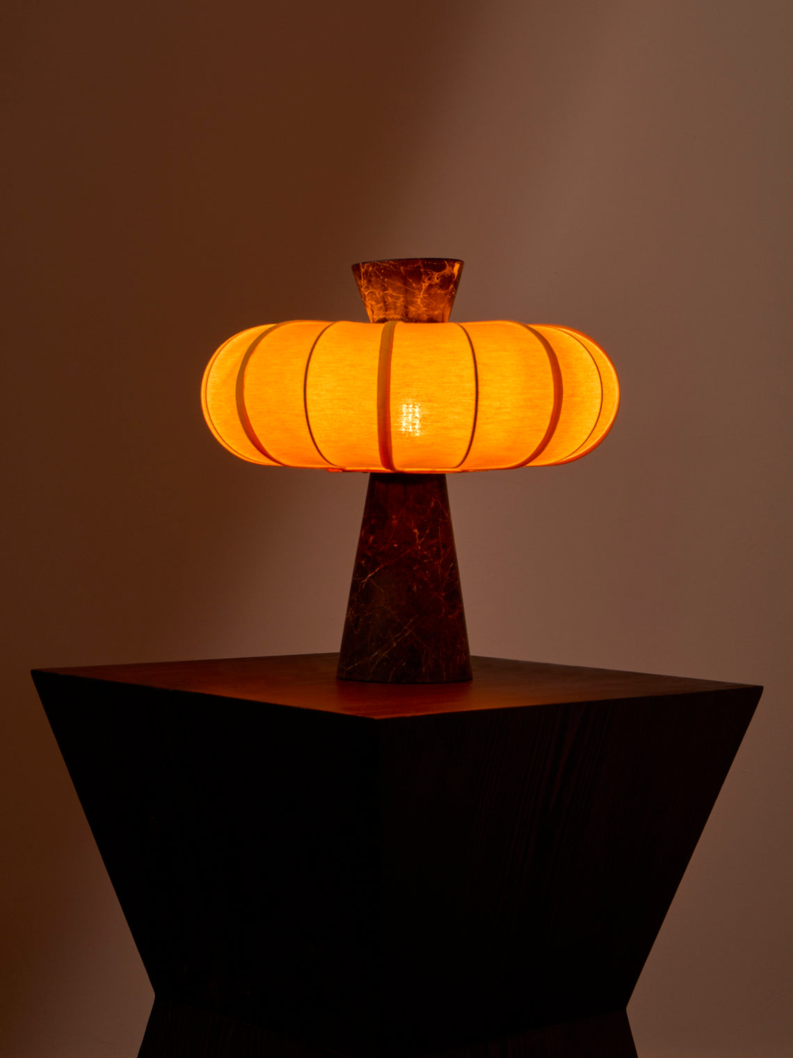 Zavadski - Andorra Art Deco Stone and Fabric Table Lamp - Brown - ABASK