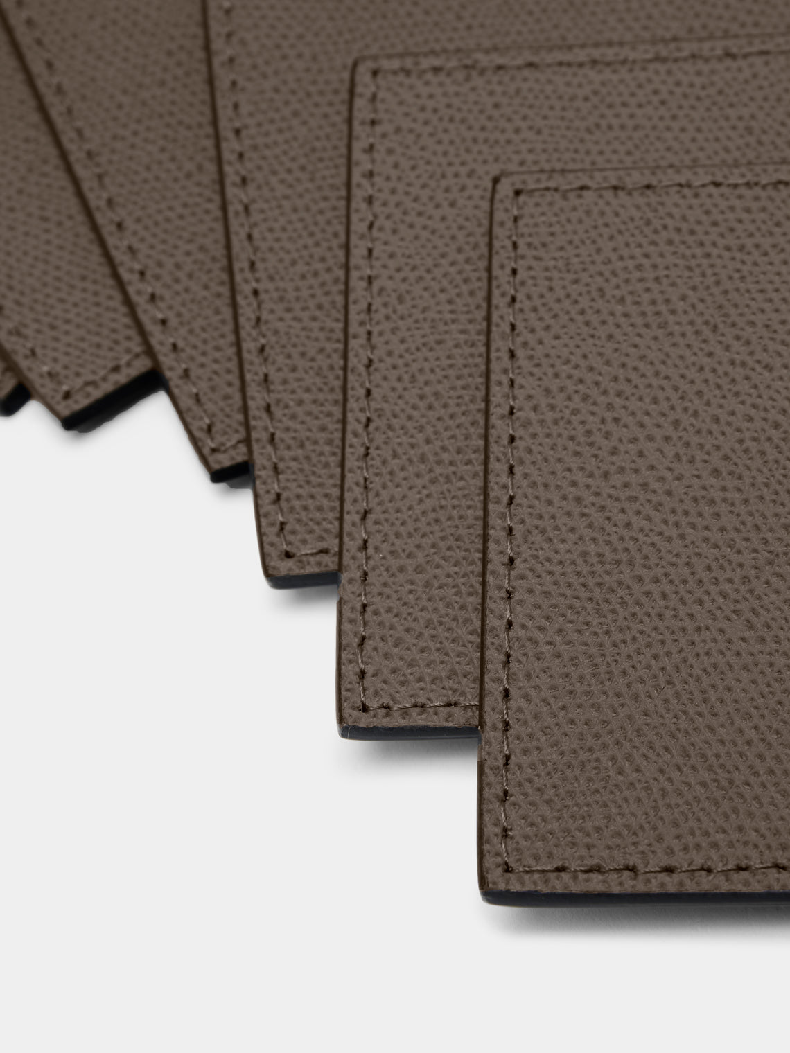 Giobagnara - Tao Leather Coasters with Holder (Set of 6) - Gray - ABASK