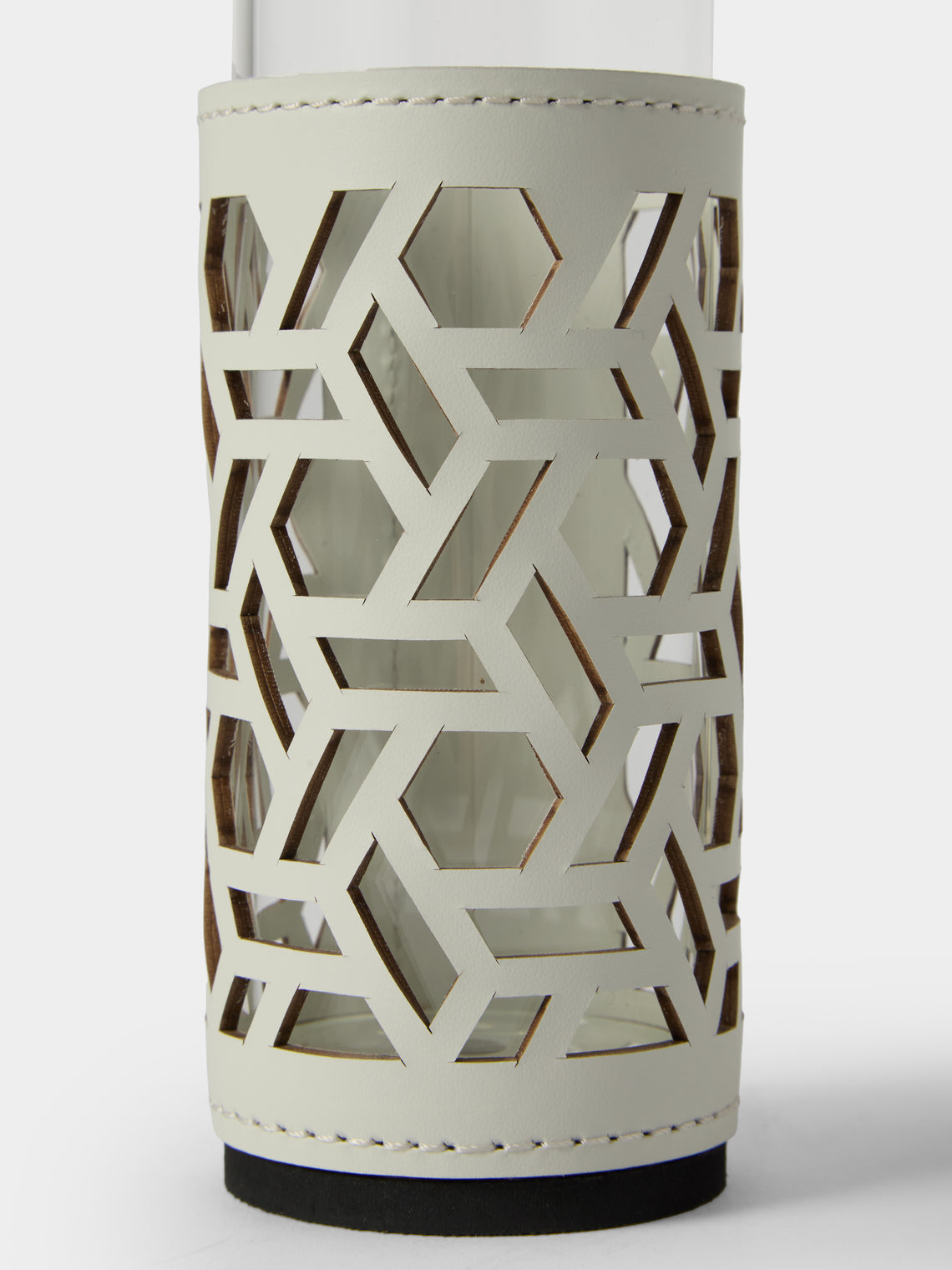 RUDI - Imperia Glass and Leather High Cruet - White - ABASK