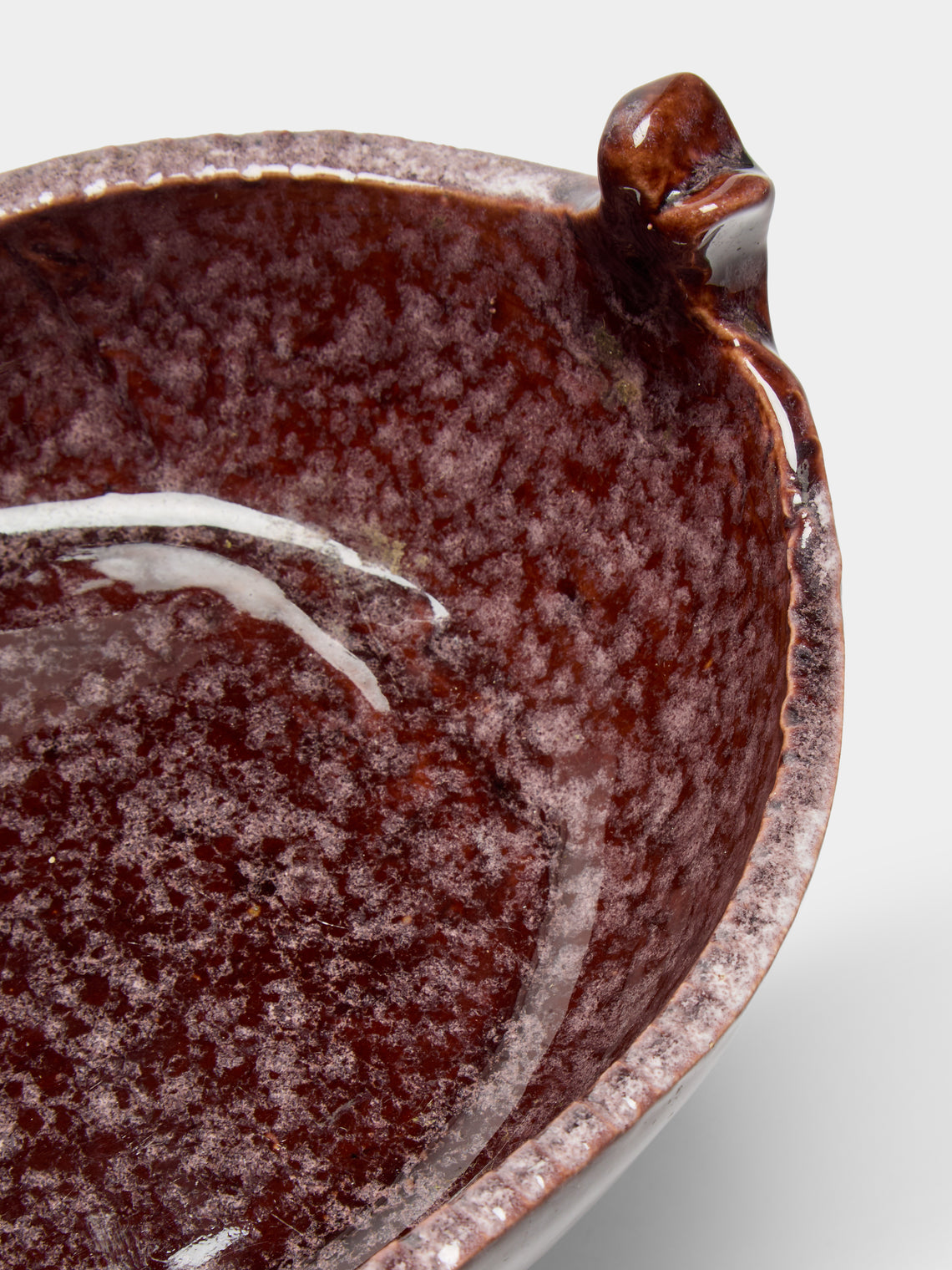 Antique and Vintage - Mid-Century Accolay Leaf Ceramic Bowl - Brown - ABASK