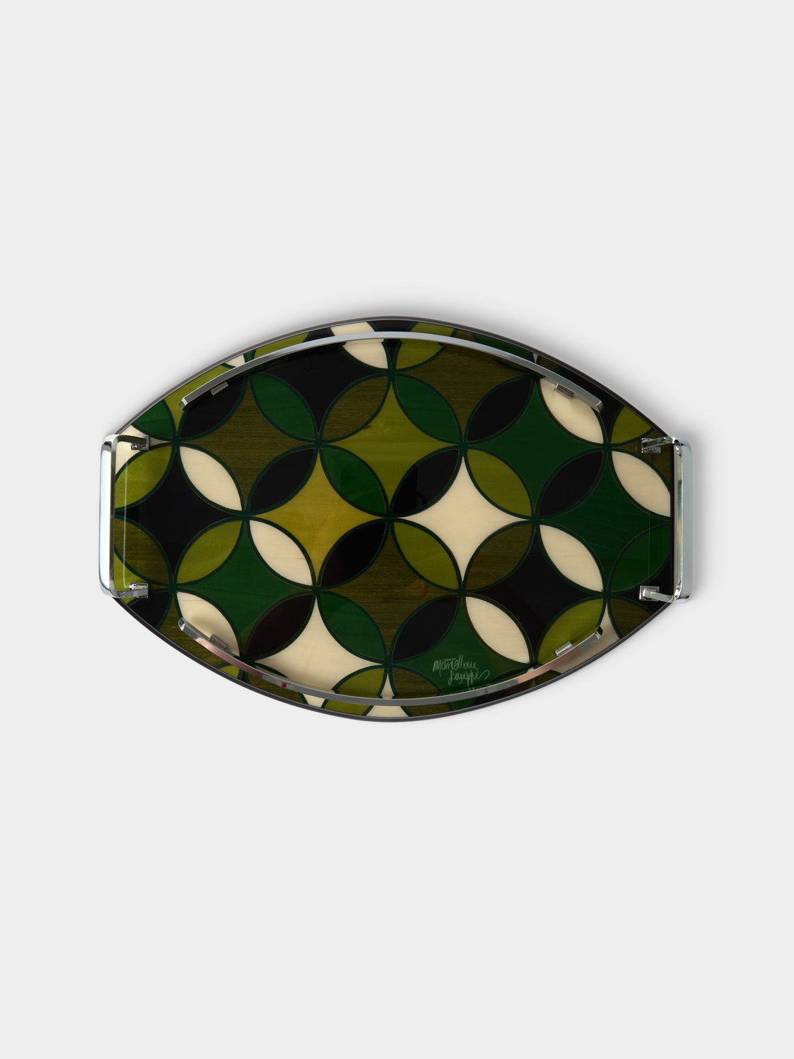 Mastellone Giuseppe - Wood Inlay Tray (12.5in/32cm) - Green - ABASK - 