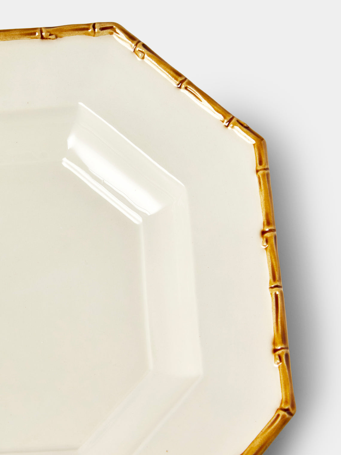 Verdolini - Bamboo Hand-Painted Ceramic Soup Plate (9.5in/24cm) - White - ABASK