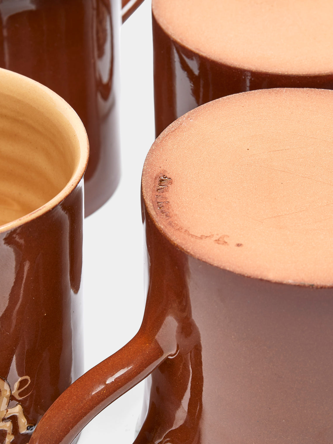 Poterie d’Évires - Animals Hand-Painted Ceramic Mugs (Set of 6) - Light brown - ABASK