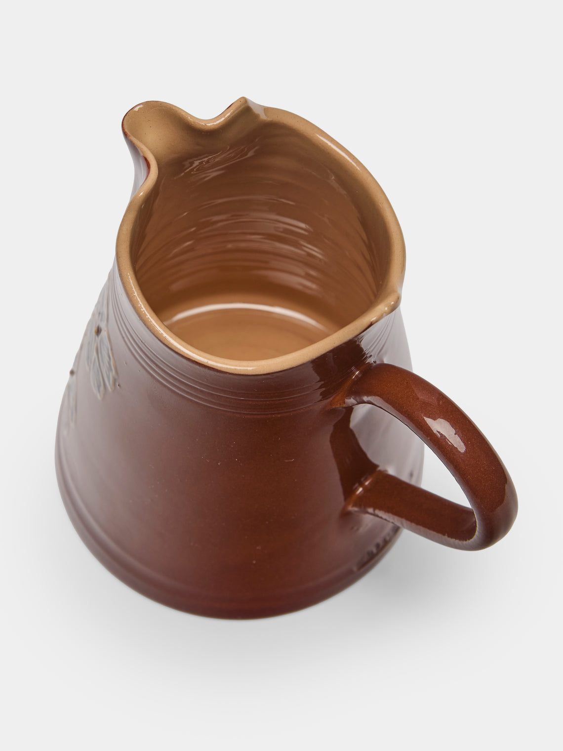 Poterie d’Évires - Flowers Hand-Painted Ceramic Petite Milk Jug - Light brown - ABASK