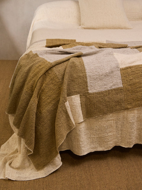 Valentina Hoyos - Hand-Dyed Patchwork Cotton Throw (106in/2.7m) - Natural - ABASK