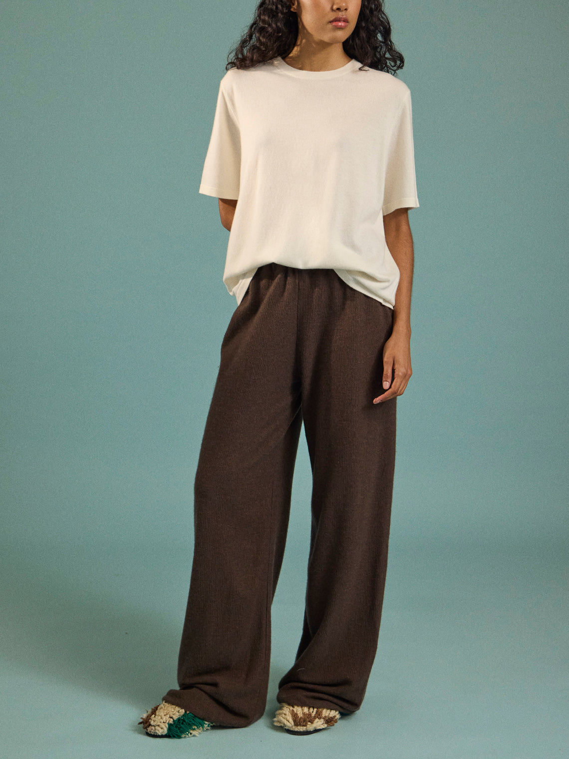 Arch4 - Golden Baby Goat Cashmere Oversized T-Shirt | Size: S - Cream - ABASK