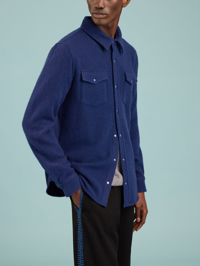 God's True Cashmere - Cashmere Shirt | Size: M - Navy - ABASK