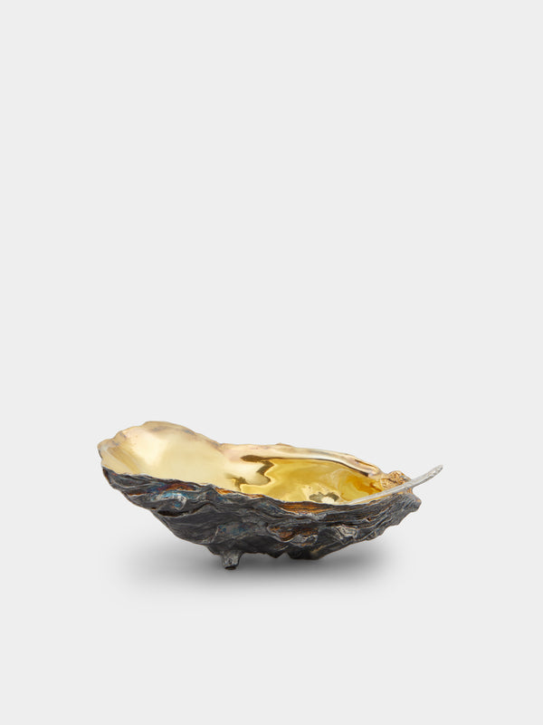 Jarosinski & Vaugoin - Oyster Sterling Silver and Gold Vermeil Salt Cellar with Spoon -  - ABASK - 