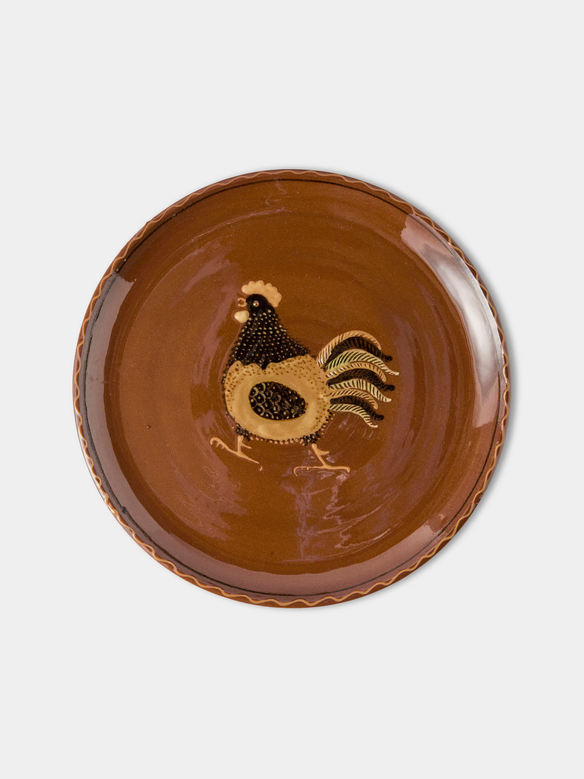 Poterie d’Évires - Animals Hand-Painted Ceramic Dinner Plates – 9.5in/24cm (Set of 4) - Light Brown - ABASK