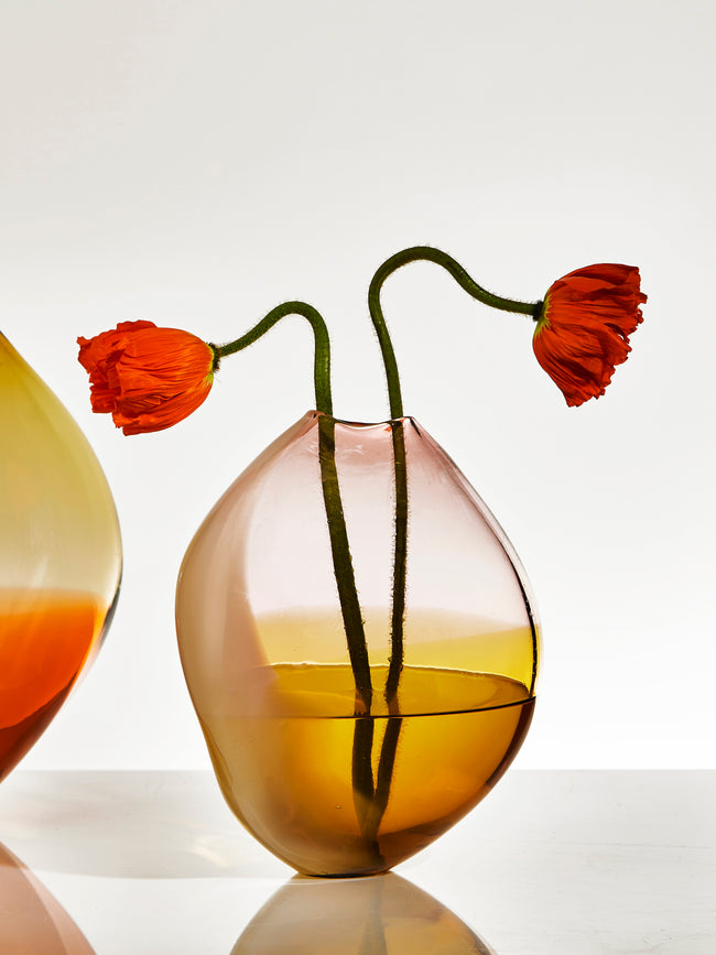 Michele Oberdieck - Delicate Cloud Hand-Blown Glass Vase (10in/25.5cm) - Orange - ABASK