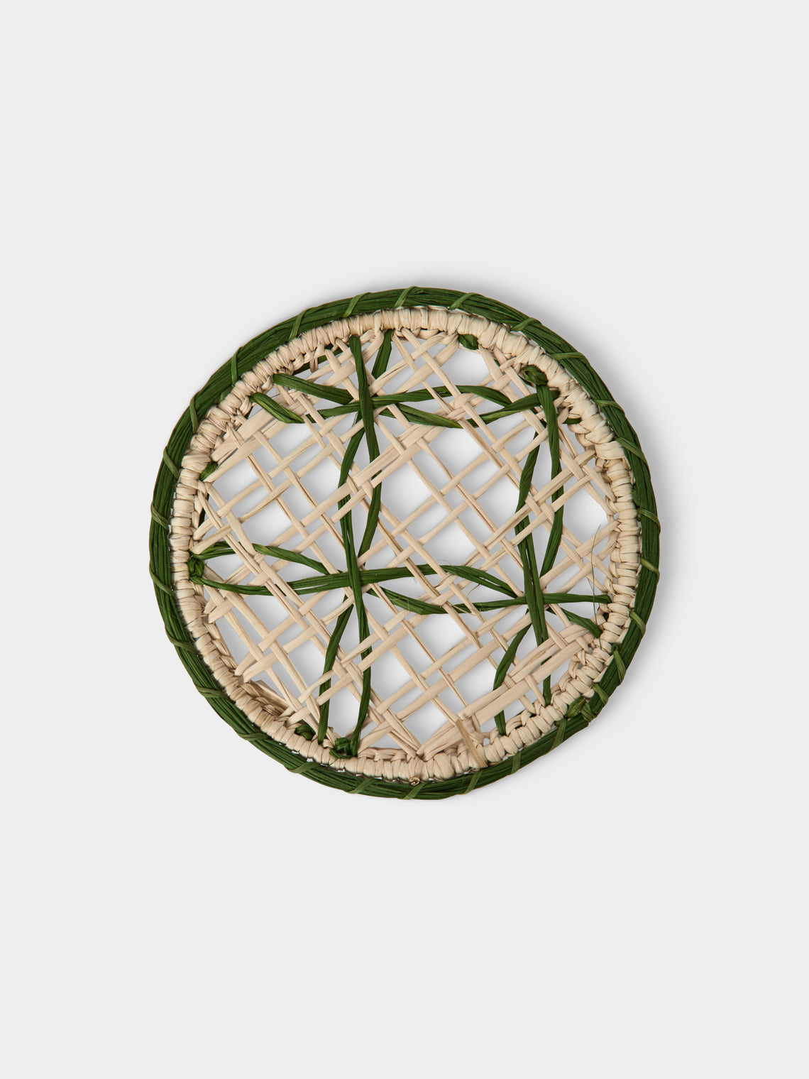 Artesanías del Atlántico - | Set of 6 | Panal Handwoven Palm Coasters - Green - ABASK