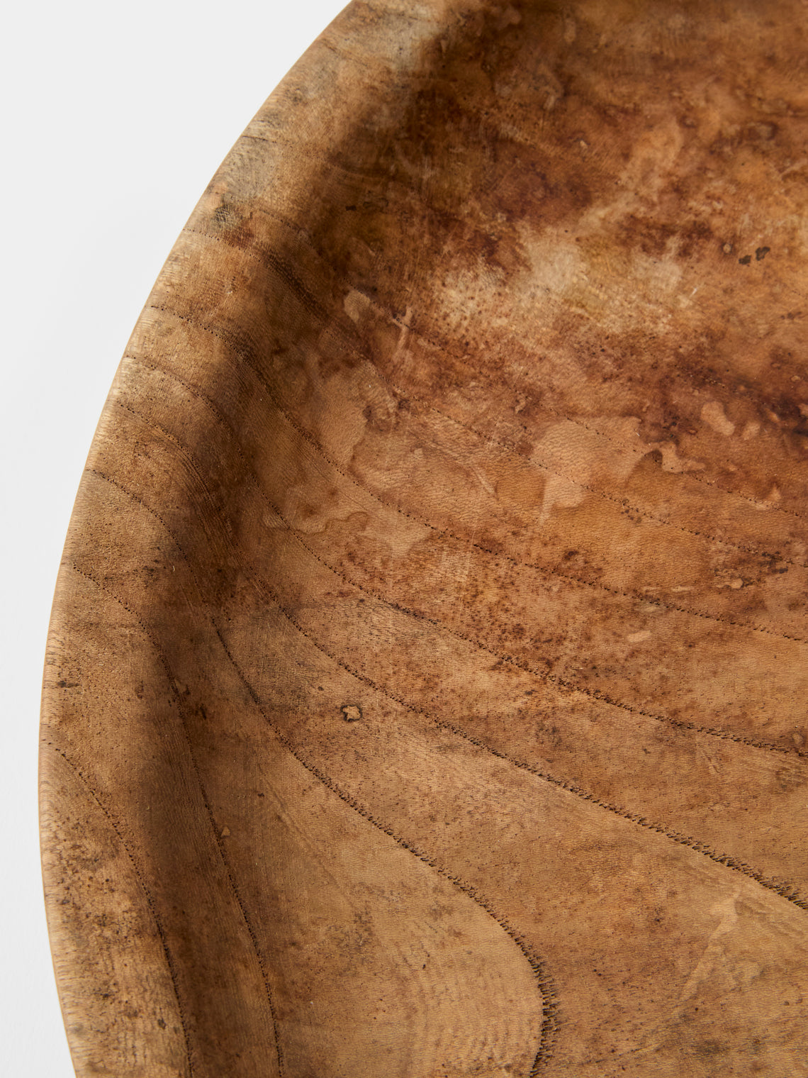 Iida Woodturning - Hand-Turned Earth-Finish Zelkova Wood Tray (15in/38.5cm) - Brown - ABASK