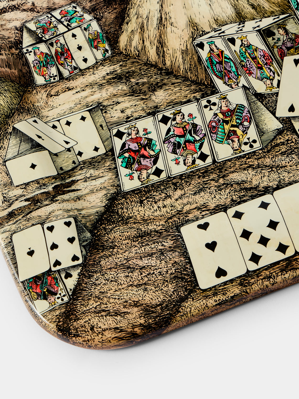 Fornasetti - Città di Carte Wood Tray (23.5in/60cm) - Multiple - ABASK