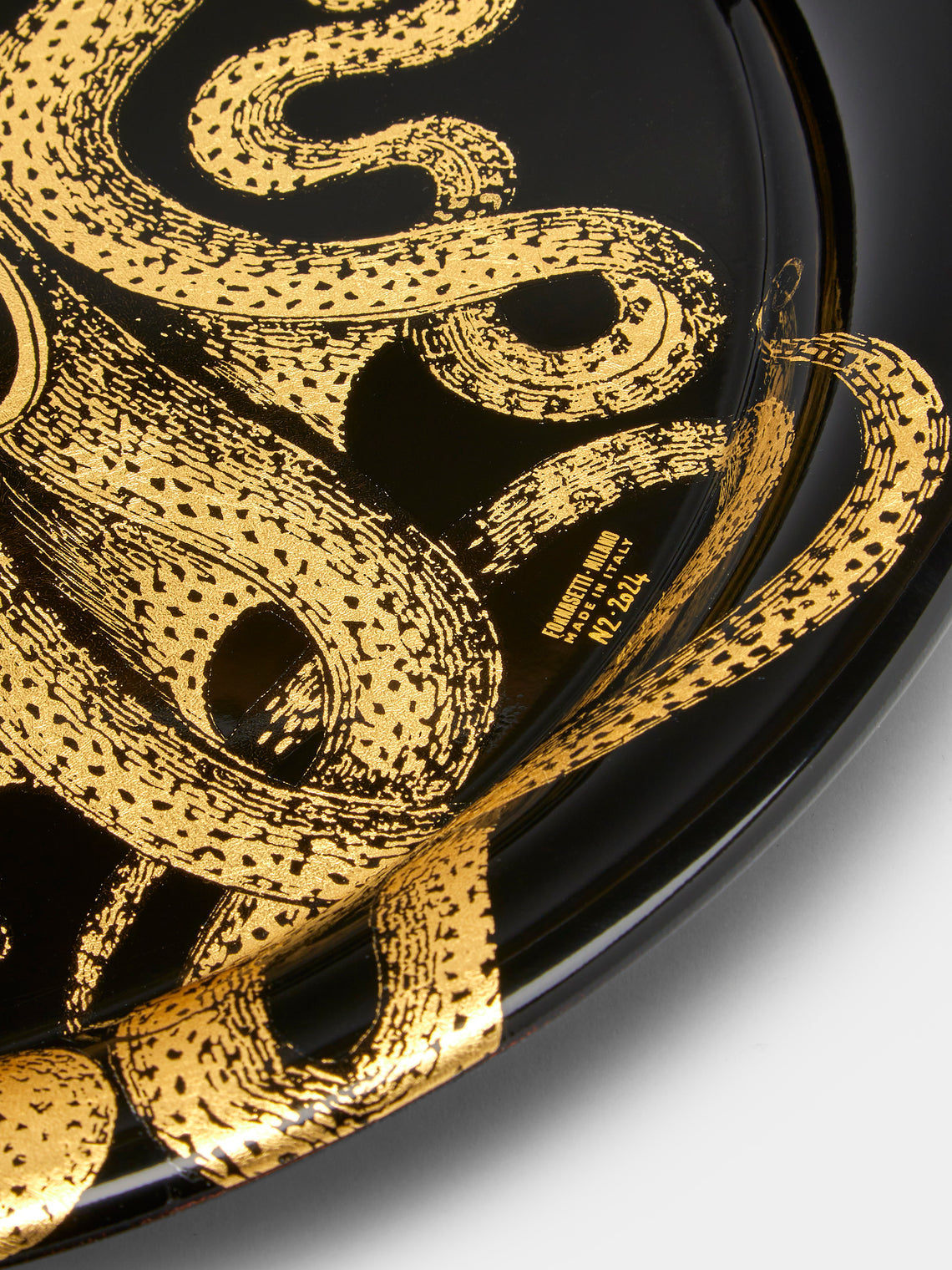 Fornasetti - Polipo Wood Round Tray - Black - ABASK