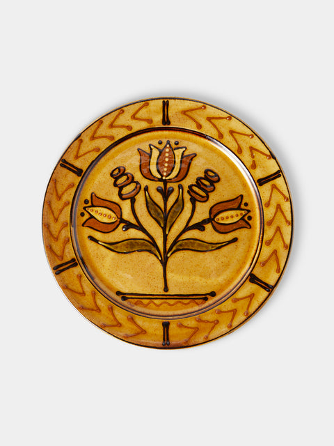 Fitch & McAndrew - Tulips and Buds Slipware Dinner Plate (10.4in/26.5cm) - Orange - ABASK - 