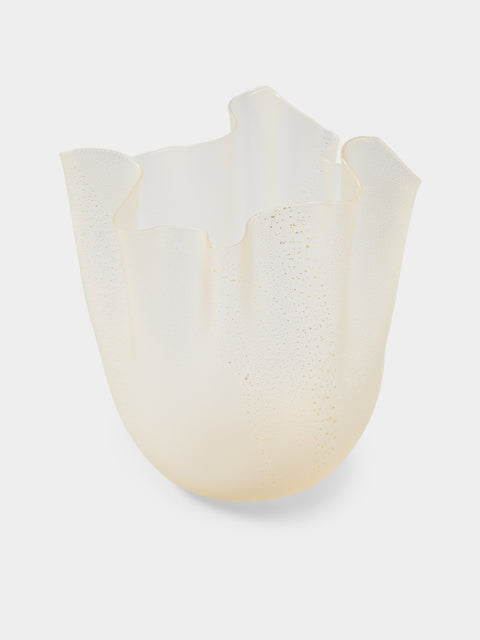 Venini - Fazzoletto Hand-Blown Murano Glass Vase (9.5in/24cm) - Yellow - ABASK - 
