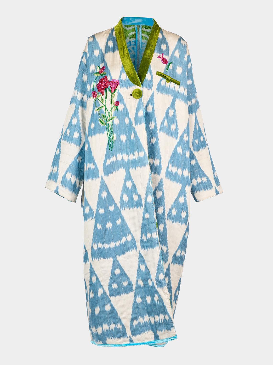 Nazzy Beglari - Hand-Loomed Ikat Velvet Reversible Robe | One Size - Multiple - ABASK