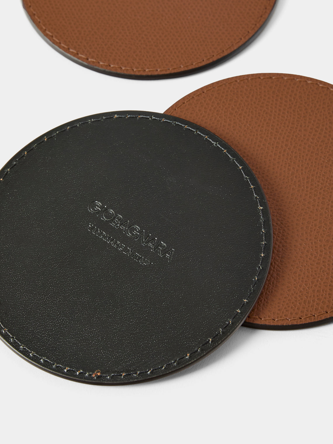 Giobagnara - Tao Leather Coasters (Set of 6) - Brown - ABASK