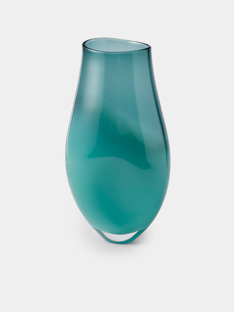 Michèle Oberdieck - Turquoise Seas II Hand-Blown Glass Vase (14.5in/37cm) - Green - ABASK - 