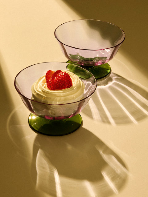 NasonMoretti - | Set of 2 | 1982 Archive Revival Hand-Blown Murano Glass Dessert Coupes - Purple - ABASK