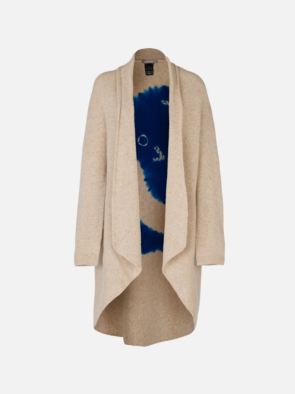 Suzusan - Face Shibori Cashmere Upside-Down Cape | One Size - Beige - ABASK - 