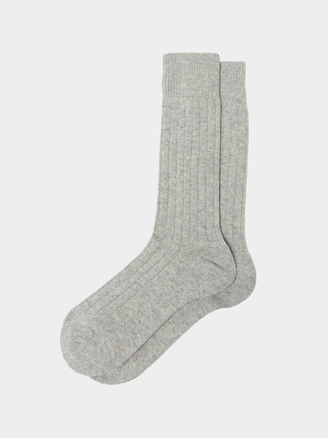 Maria La Rosa - Women's One Cashmere Mid-Calf Socks | One Size - Taupe - ABASK - 