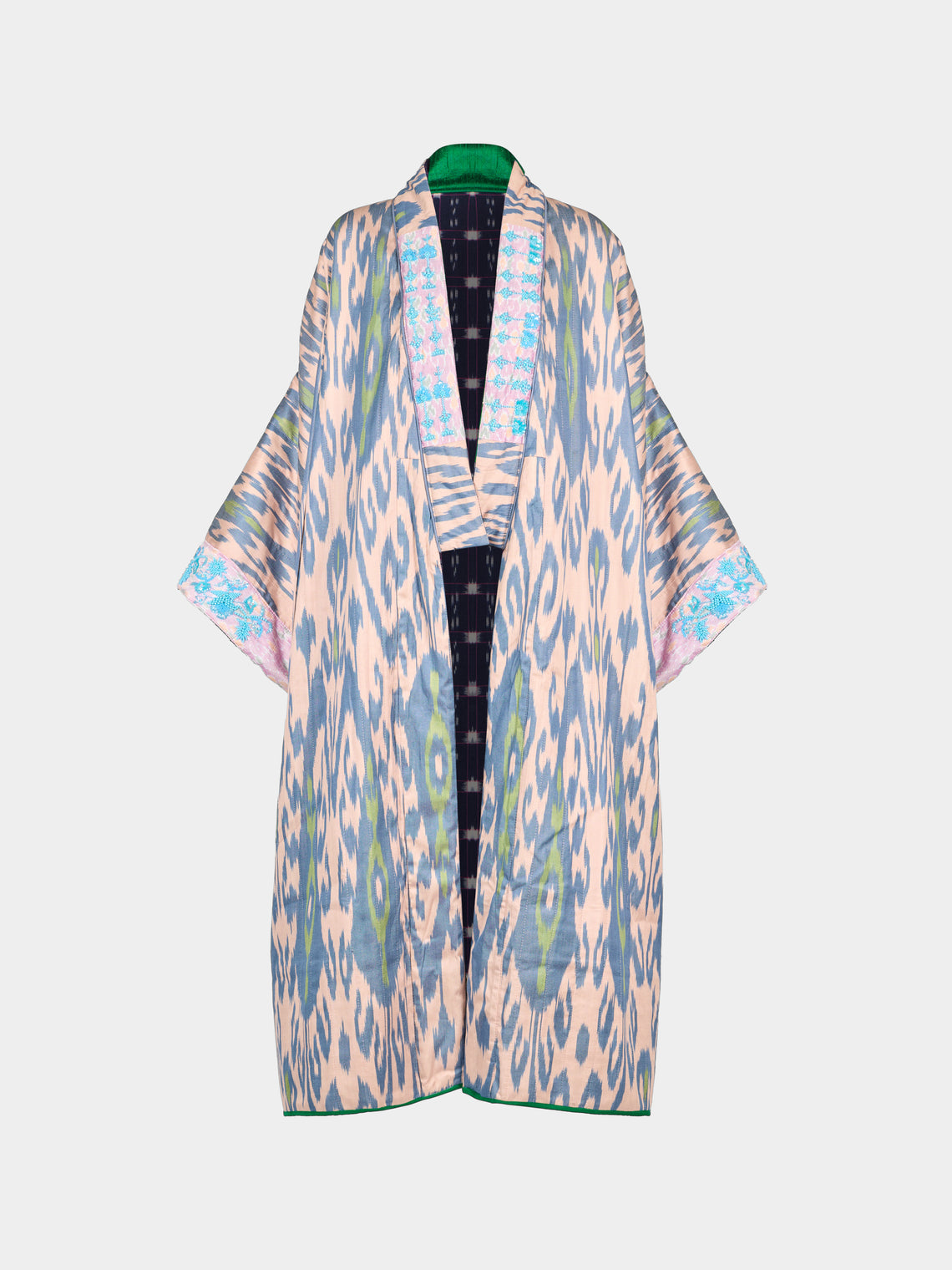 Nazzy Beglari - Hand-Loomed Ikat Cotton Reversible Chapan-Style Robe | One Size - Multiple - ABASK