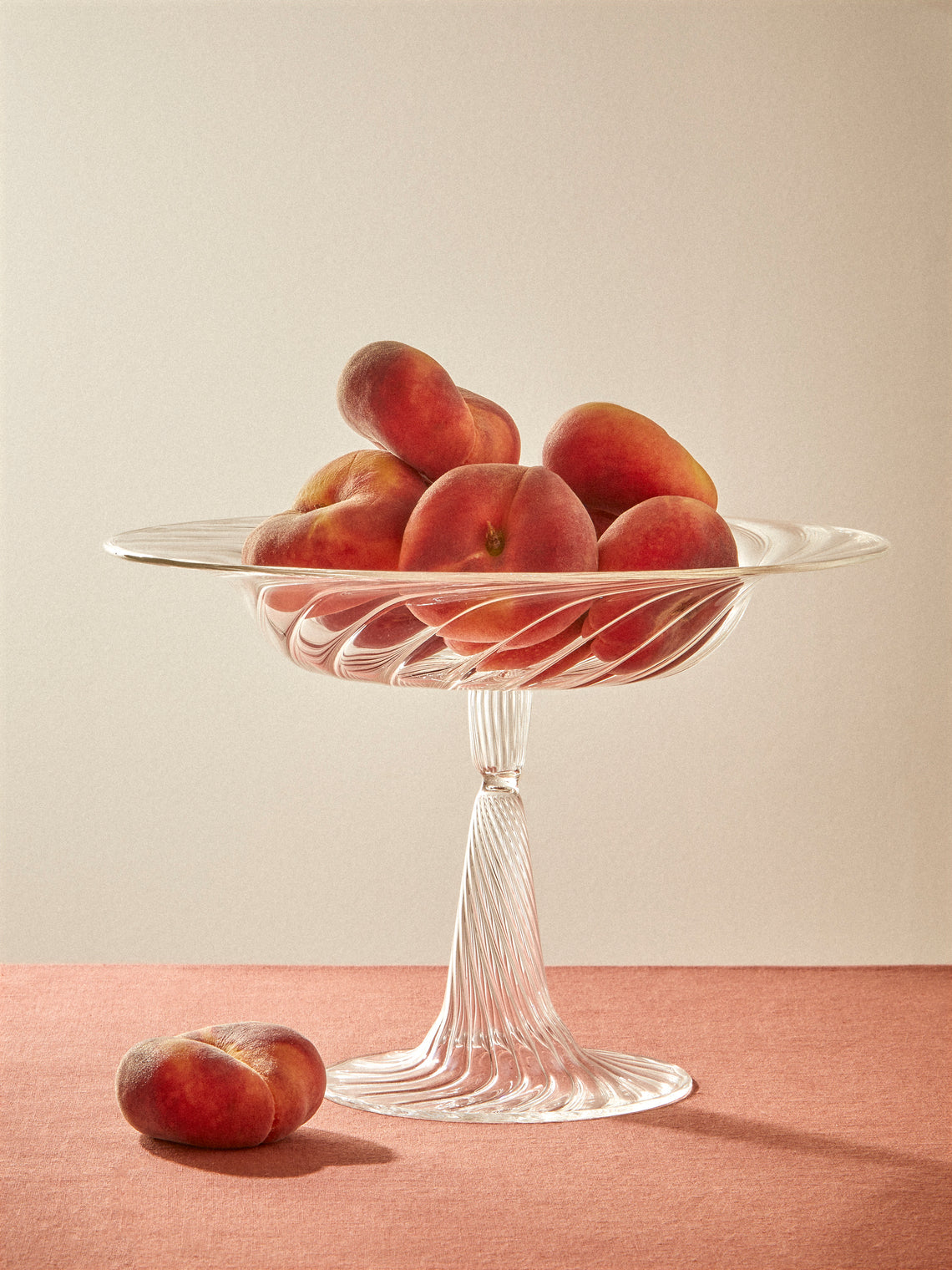 Alya Tannous - Twisted Hand-Blown Glass Footed Serving Bowl - Clear - ABASK