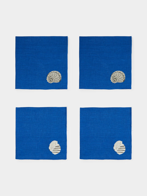 La Gallina Matta - Shells Embroidered Linen Napkins (Set of 4) -  - ABASK - 