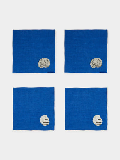 La Gallina Matta - Shells Embroidered Linen Napkins (Set of 4) -  - ABASK - 