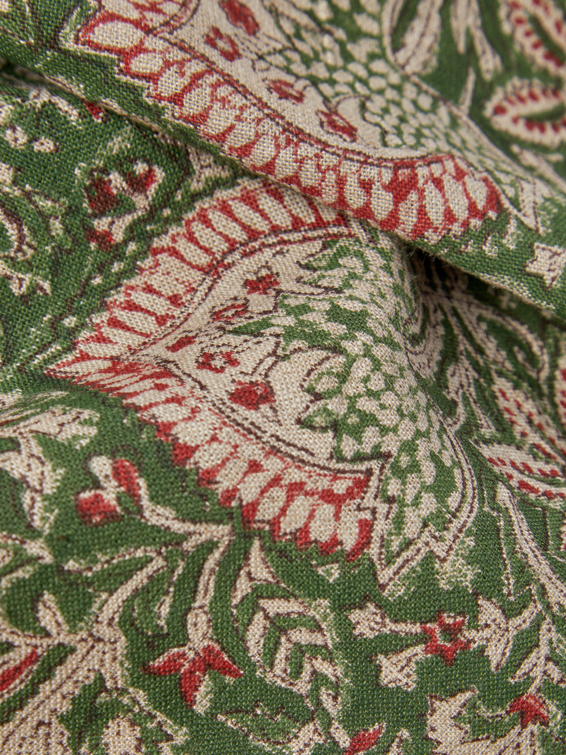 Chamois - Oriental Block-Printed Linen Rectangular Tablecloth (106.5in/2.7m) - Multiple - ABASK
