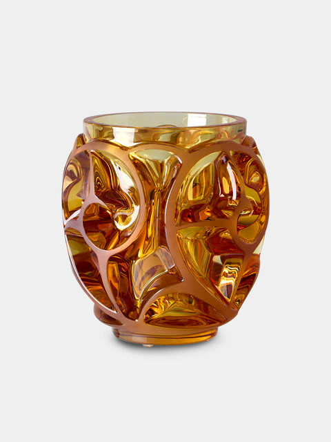 Lalique - Tourbillons Crystal Vase (8in/20.5cm) - Orange - ABASK - 