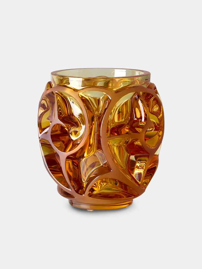 Lalique - Tourbillons Crystal Vase (8in/20.5cm) - Orange - ABASK - 