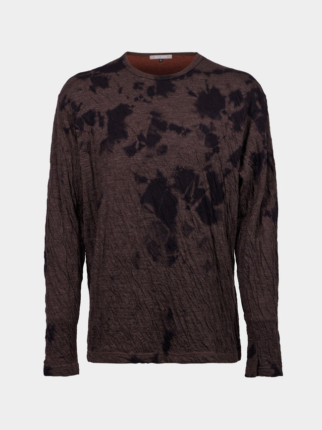 Suzusan - Shibori Wool-Blend Dual Layered Long-Sleeved T-Shirt | Size: M - Black - ABASK - 