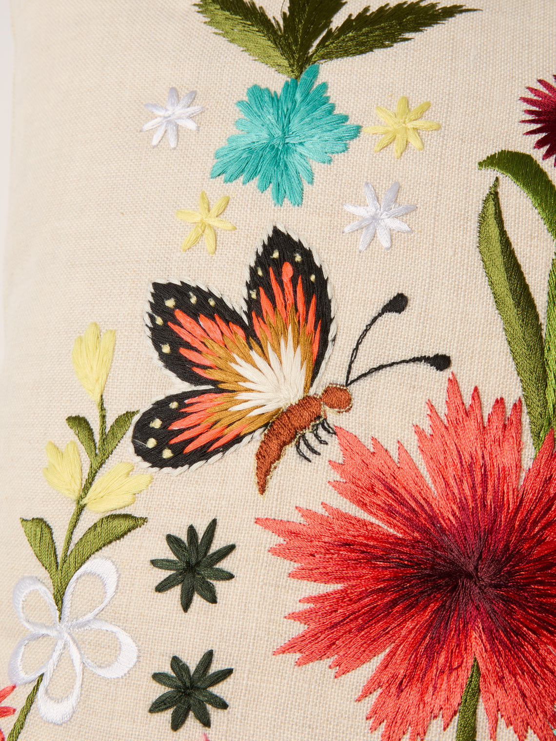 Bokja - Meadow Embroidered Linen Cushion (21.5in/55cm) - Multiple - ABASK
