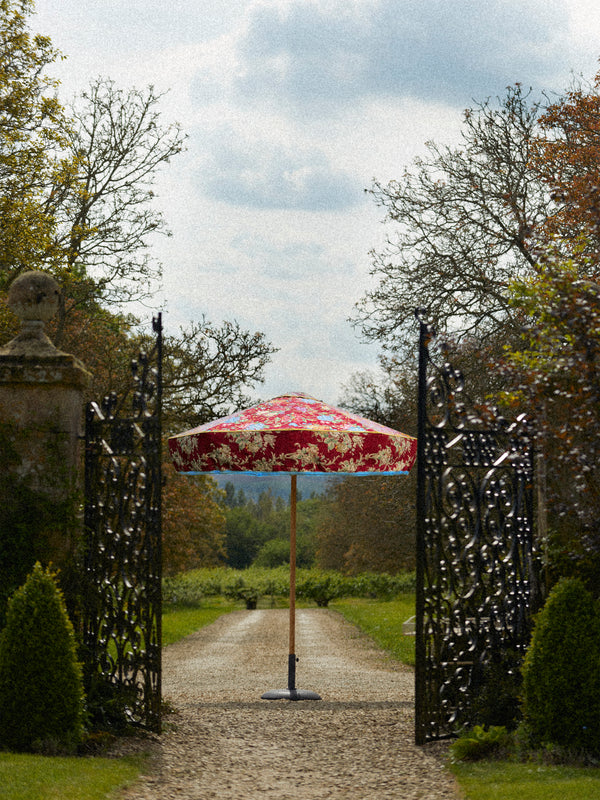 Sunbeam Jackie - Burning Love Vintage-Cotton Parasol (94.5in/2.4m) - Red - ABASK