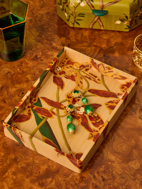 Silvia Furmanovich - Orchids Marquetry Wood Vide Poche (8in/20cm) - Multiple - ABASK