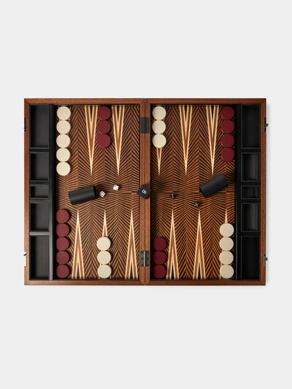 Alexandra Llewellyn - Geometric Walnut Marquetry Backgammon Set - Brown - ABASK - 