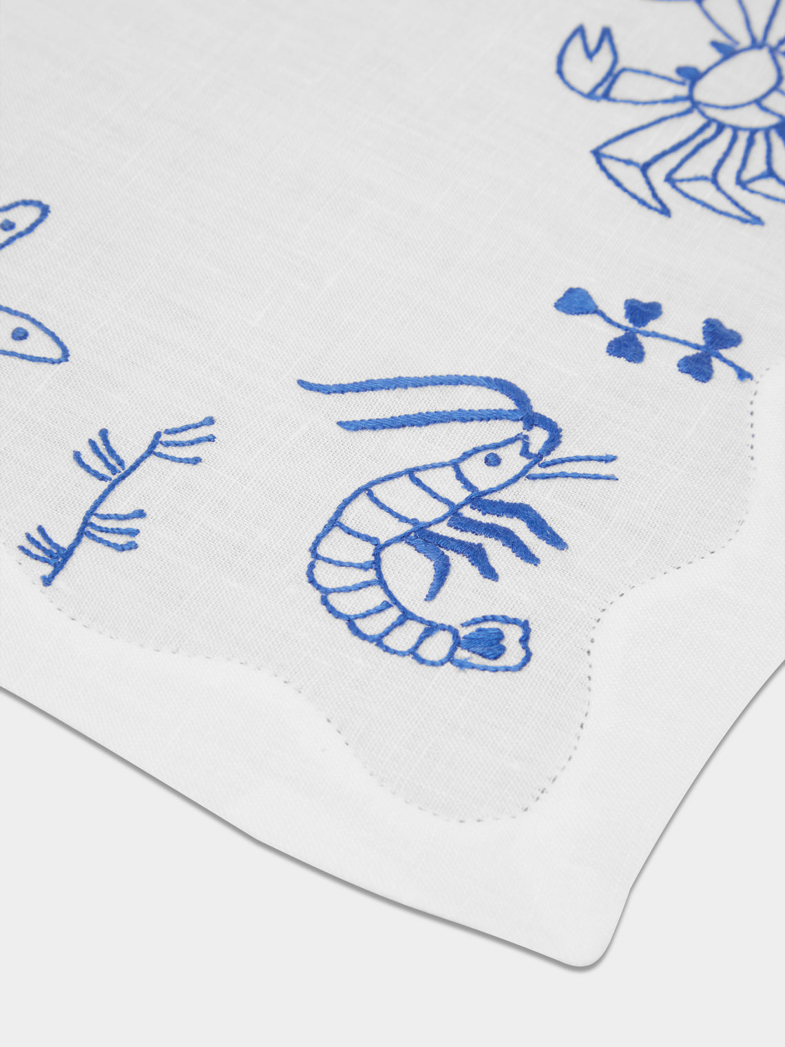 Taf Firenze - Sea Life Hand-Embroidered Linen Placemats (Set of 6) -  - ABASK