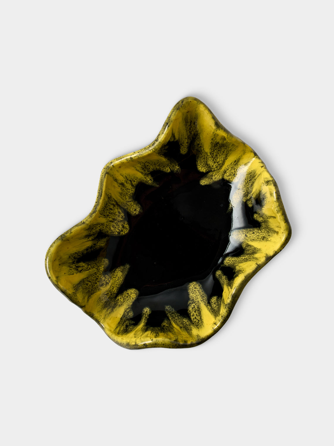 Antique and Vintage - 1950s Reactive-Glaze Ceramic Bowl - Yellow - ABASK