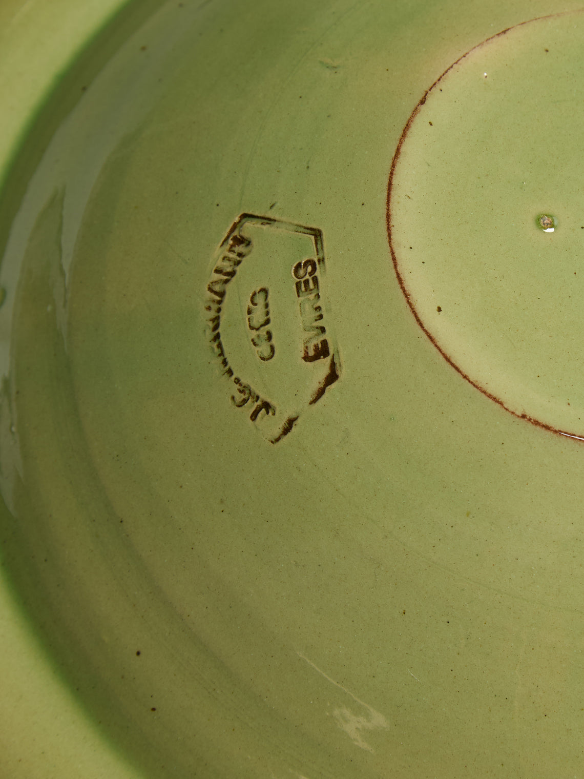 Poterie d’Évires - Stags Hand-Painted Ceramic Serving Bowl - Green - ABASK