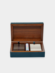 Giobagnara - Leather Playing Cards and Dice Box - Blue - ABASK - 