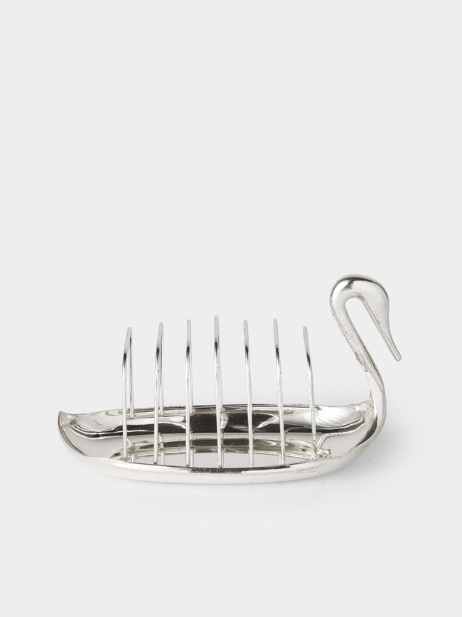 Antique and Vintage - Mid-Century Swan Silver-Plated Toast Rack - Silver - ABASK - 