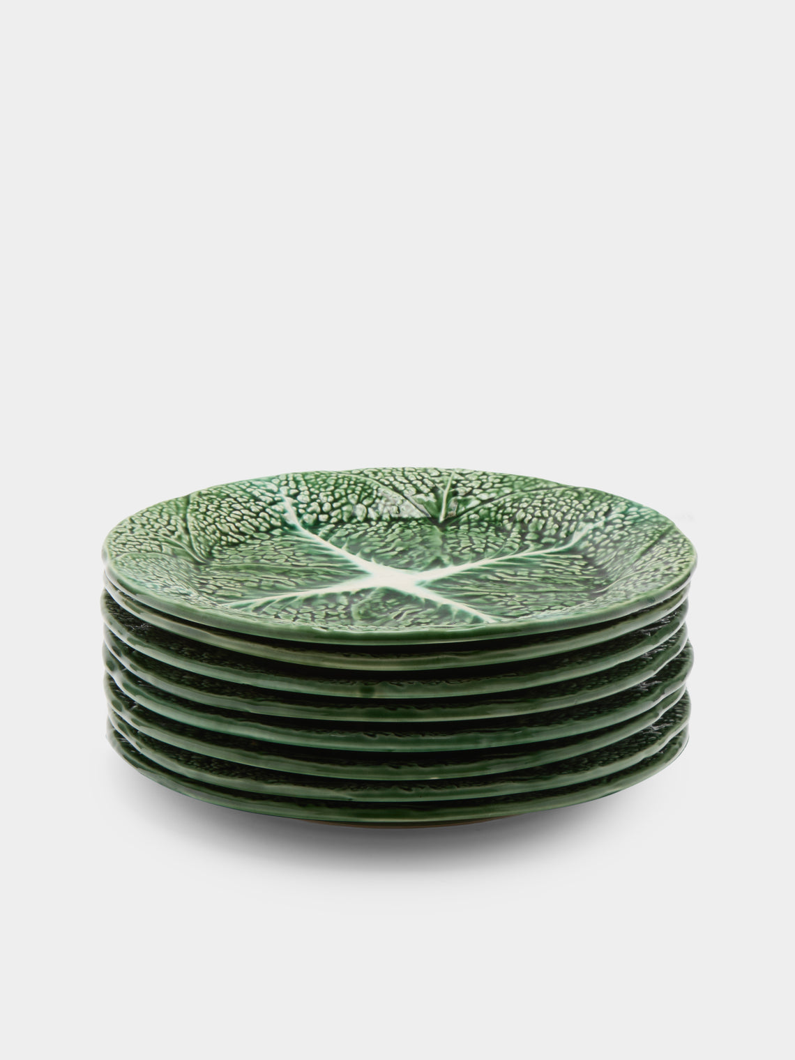 Antique and Vintage - Mid-Century Cabbage Majolica Ceramic Dinner Plates – 10.5in/27cm (Set of 8) - Green - ABASK - 