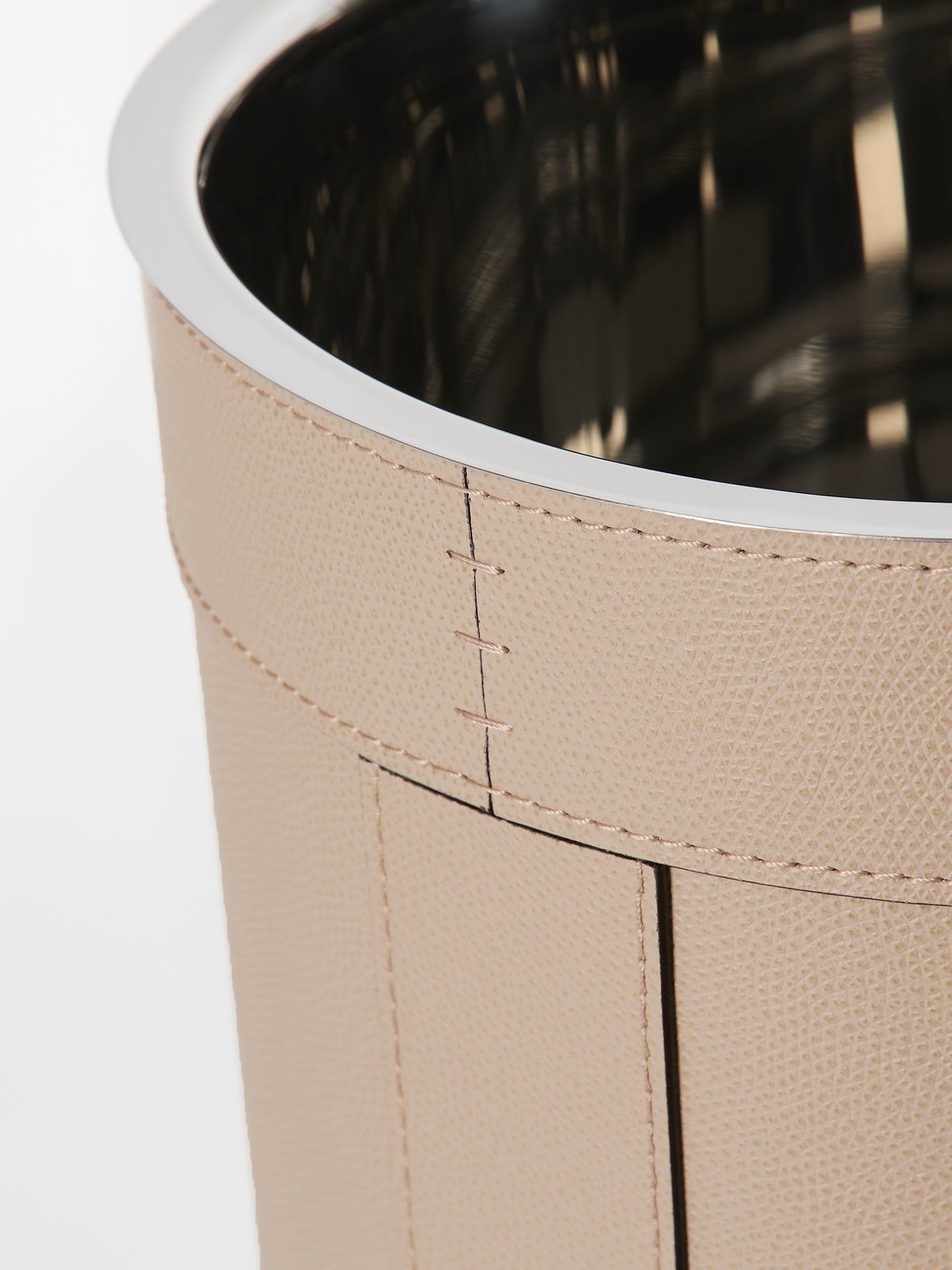 Giobagnara - Brus Leather Wastepaper Bin - Beige - ABASK