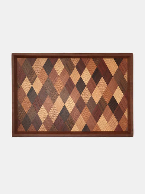 Mori Kougei - Poke Marquetry Wood Tray (15in/38.5cm) - Multiple - ABASK - 