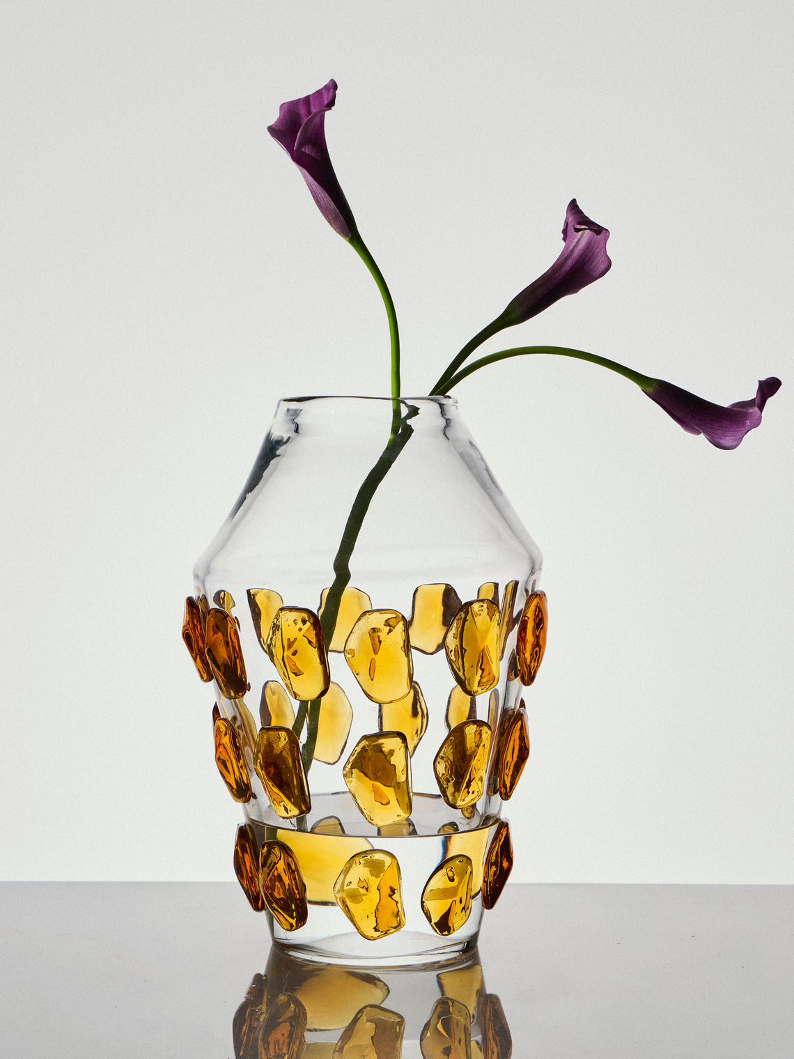 Carlo Moretti - Gemmarto Hand Blown Murano Glass Vase (13.5in/35cm) - Clear - ABASK