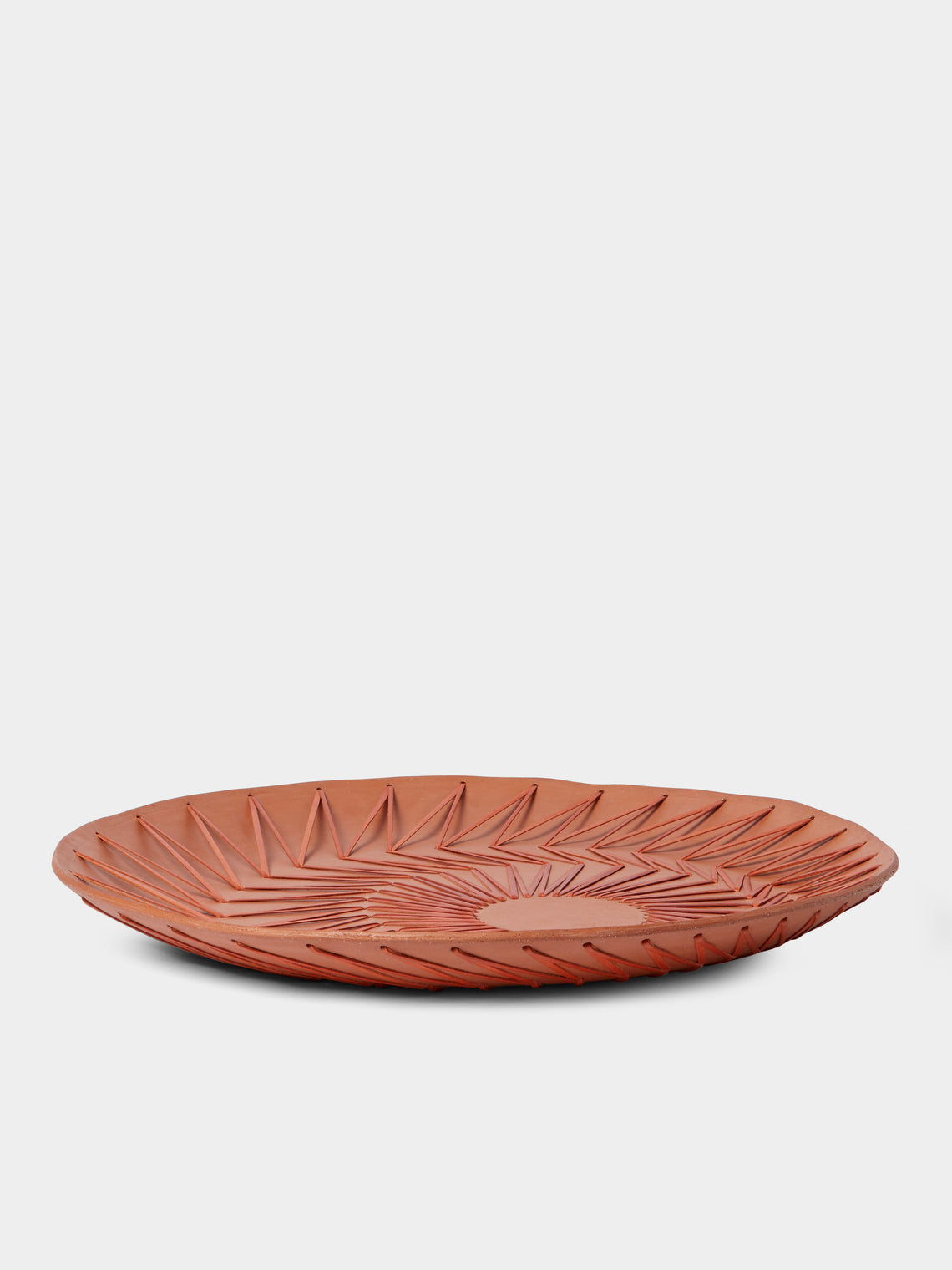 Silver Sentimenti - Gladiator Stoneware and Leather Round Tray (21in/54cm) - Orange - ABASK - 