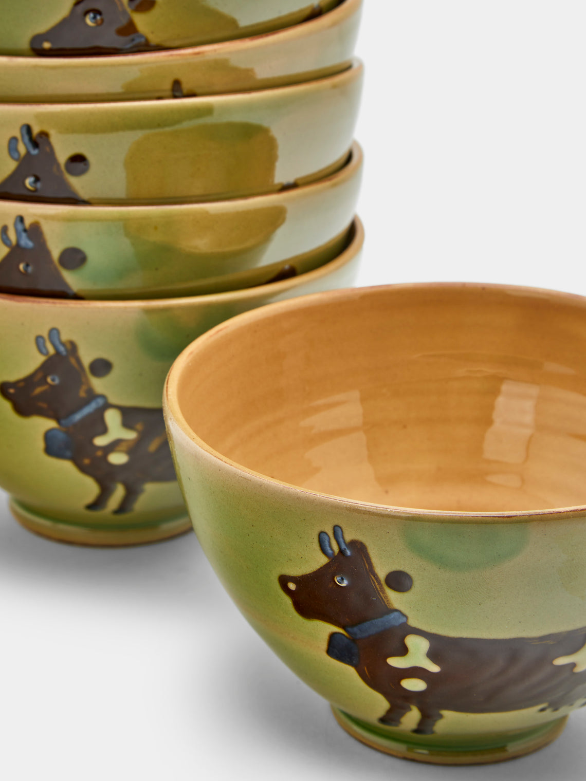Cows Hand-Painted Ceramic Bowls (Set of 6)